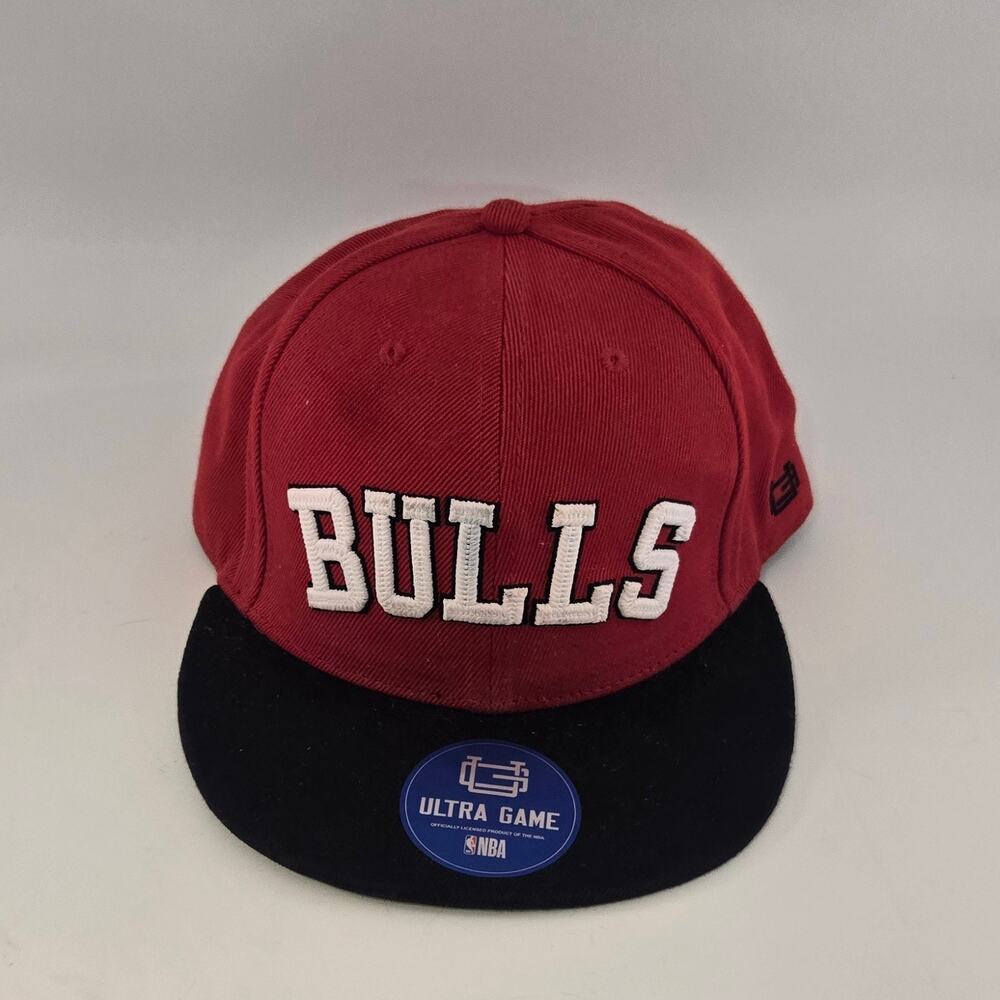 NBA Chicago Bulls Snapback Hat Ball Cap Red Mens Ultra Game One Size Fits Most